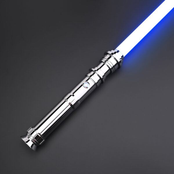 Hilt side view showcasing grip and uniform chrome profile.