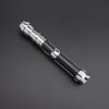 Full hilt view with polished chrome finish and grooved black grip.