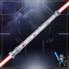 Shadow Hunter SE dual saber with red blades on a futuristic background.