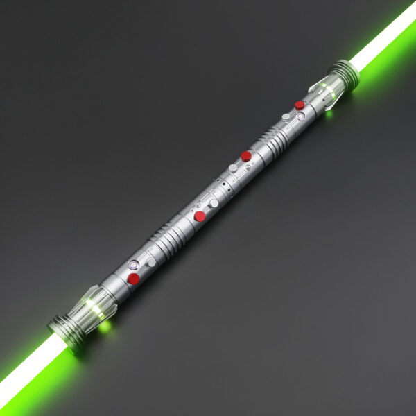 Shadow Hunter SE staff configuration with dual green blades on dark background.